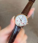 Omega 27/32MM Quartz Movement Green Dial Stainless Steel Leather Strap Lady Watch